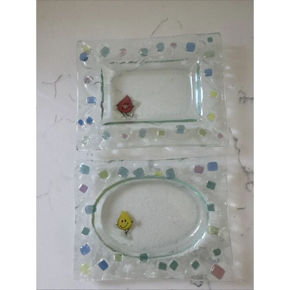 Vintage Clear Glass Rectangular Trinket Tray Soap Dish Includes (2) - Picture 1 of 14